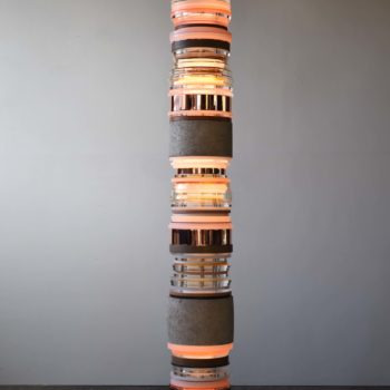 Matt Gagnon, Copper & Glass, 2022, Concrete, glass, acrylic, wood, steel and LED lights, 76 x 10 x 10 inches, Sold