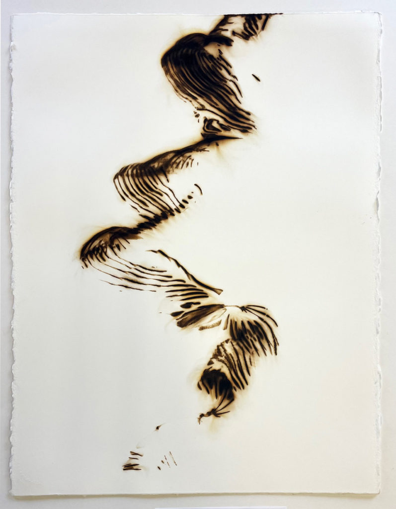 Etsuko Ichikawa, Trace 1022, 2022, Glass Pyrograph on paper, 30 x 22½ inches