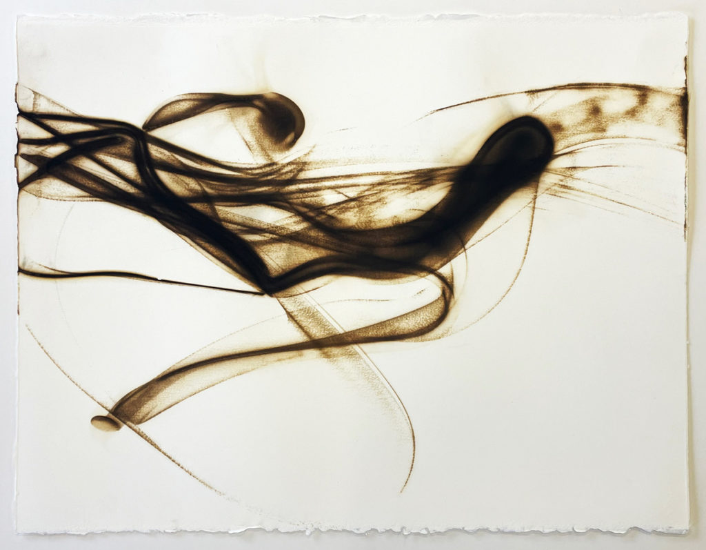 Etsuko Ichikawa, Trace 1222, 2022, Glass Pyrograph on paper, 22½ x 30 inches