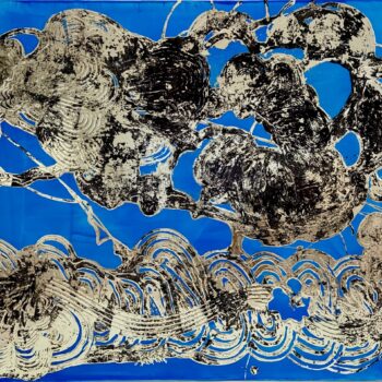 Catherine Howe, Luminous Painting (Cobalt/ Black/ Champagne Silver), 2021, Pigments, acrylic mediums, aluminum leaf on canvas, 36 x 48 in