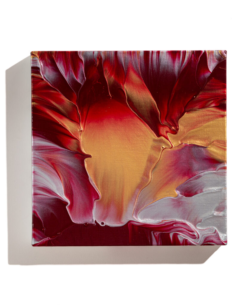 Ed Cohen, The days of various light (Framed), 2021, Fluid acrylic on canvas, 12 x 12 inches