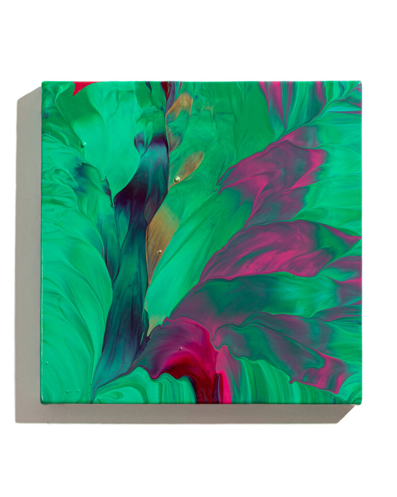 Ed Cohen, So much has been left unsaid (Framed), 2021, Fluid acrylic on canvas, 12 x 12 inches