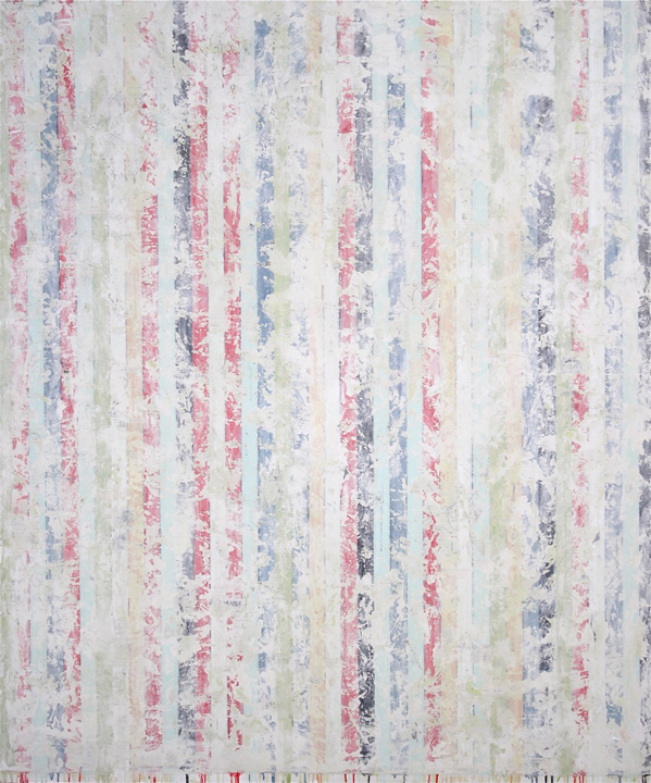Nicole Charbonnet, Erased Riley (Red, Green, Blue), 2009-12, Mixed media on canvas, 72 x 60 inches