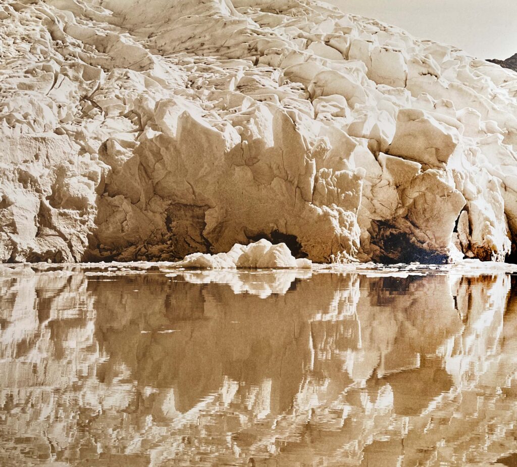 Rena Bass Forman, Patagonia #2A,Ice Mandala, 2003, Sepia toned gelatin silver print, 38 x 38 inches