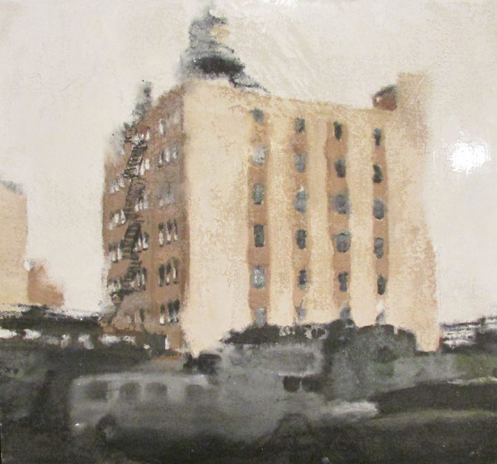 Philippe Cognée, New York 2, 2000, Encaustic on canvas on wood, 19 3/4 x 21 1/ inches
