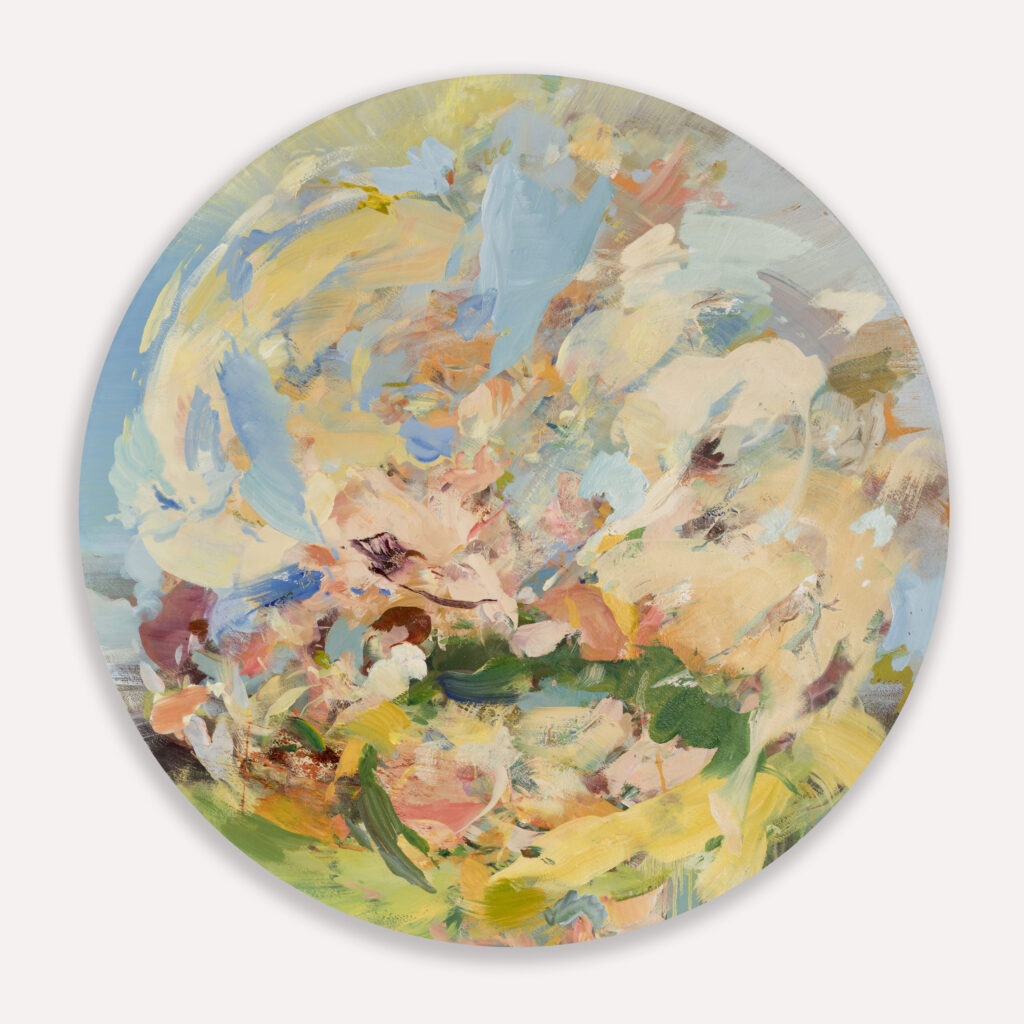 Eric Uhlir, The seasons, the generations, and the hours, 2024, Oil on linen, 36 inches diameter