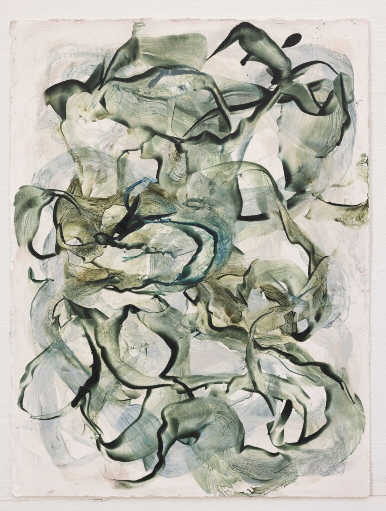 Betsy Eby, Spruce, 2023, Oil, cold wax, and dry pigment on prepared 300lb Arches paper, 15 x 11¼ inches