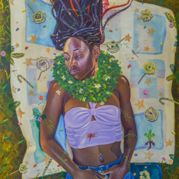 Alicia Brown, The Dream I had in my Mothers Garden, 2023, Oil on panel, 60 x 36 inches