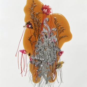 Jil Weinstock, Unwanted Collaborator #12, 2022, Thread, plant life, rubber, watercolor paper, 25½ x 19¾ inches, 31 x 25 x 1¾ inches (framed), Signed and titled in pencil on verso