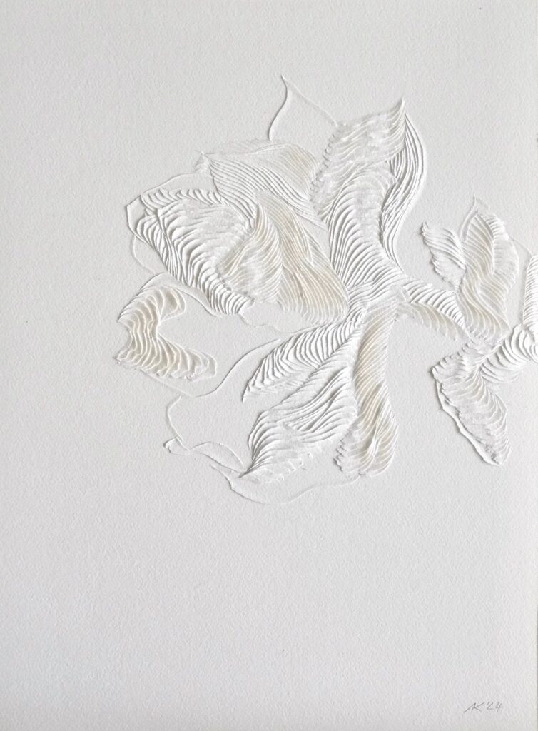 Andreas Kocks, Untitled (#2424), 2024, Carved watercolor paper, 15 x 11 inches, Signed and dated on the recto