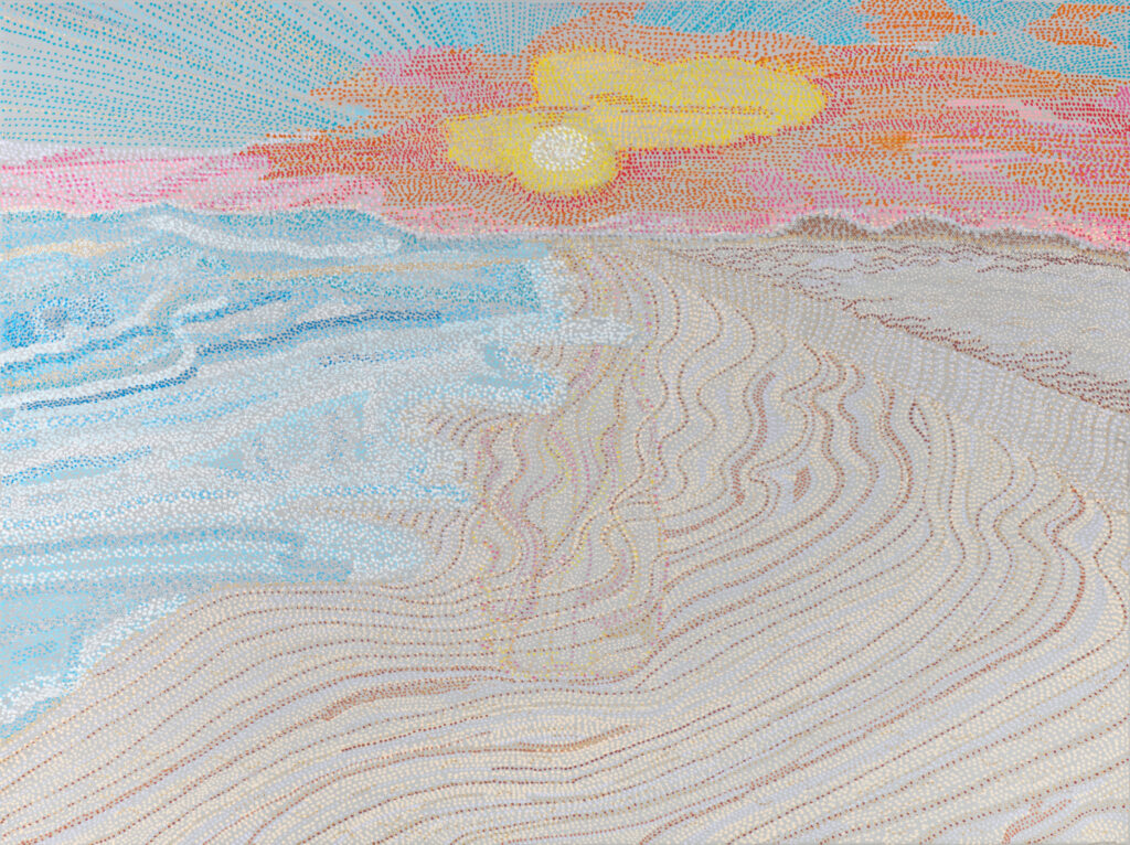 Tanya Minhas, Gibson Beach Sunset, 2024, Acrylic on canvas, 20 x 24 inches