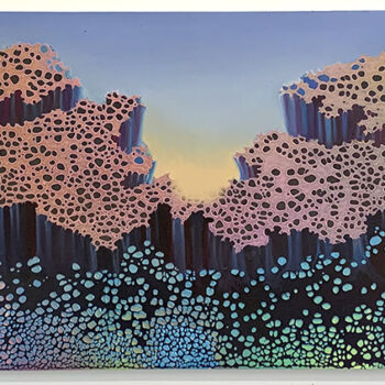 Shane McAdams, Outcrop, 2020, PVA, oil, and acrylic on panel, 20 x 42 inches