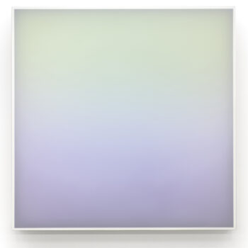 Timothy Schmitz, SS/24.LBM, 2024, Mixed media, polymers, and marble dust on stretched voile, 44 x 44 inches