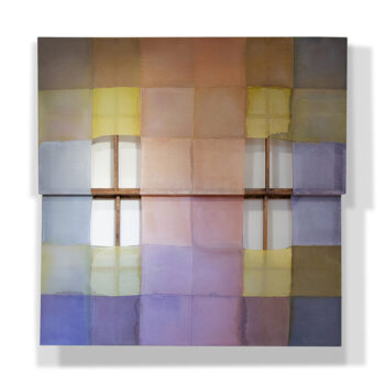 Jinie Park, September, 2021, Acrylic on sewn Kwangmok, cheesecloth, and wooden frame, 73 x 73 inches