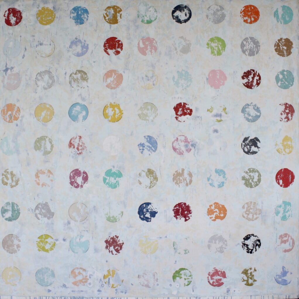 Nicole Charbonnet Erased Hirst, 2009-15 Mixed media on canvas 66 x 66 inches