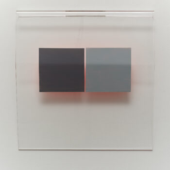 Heather Hutchison, More Like the Weather Faith, 2015, Flashe, Aura and Enamel on Plexiglas, 16 x 17 x 4 3/8 inches