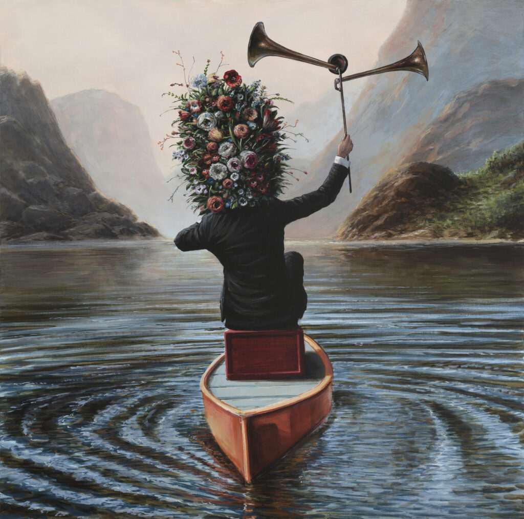 Ethan Murrow, Apiary Call, 2025, Acrylic on panel, 36 x 36 inches