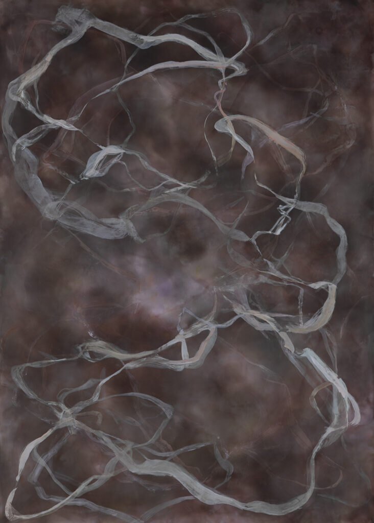 Betsy Eby, Chromatic Frequency No.1, 2025, Encaustic and oil on panel, 42 x 30 inches