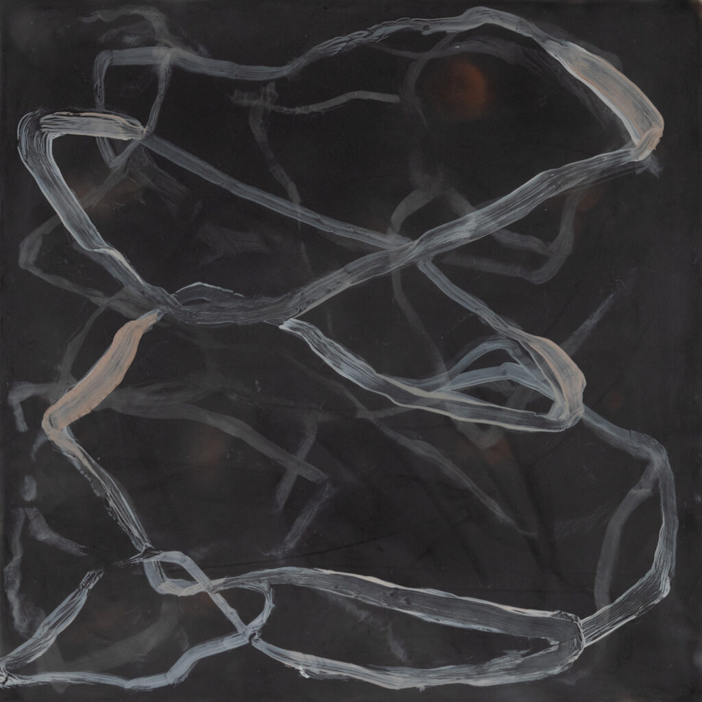 Betsy Eby, Chromatic Frequency No1.a, 2025, Encaustic and oil on panel, 12 x 12 inches