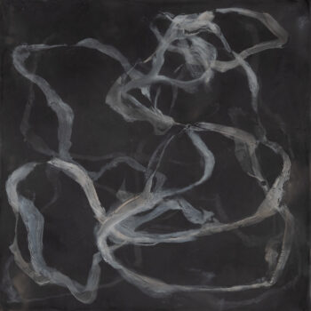 Betsy Eby, Chromatic Frequency No.1b, 2025, Encaustic and oil on panel, 12 x 12 inches
