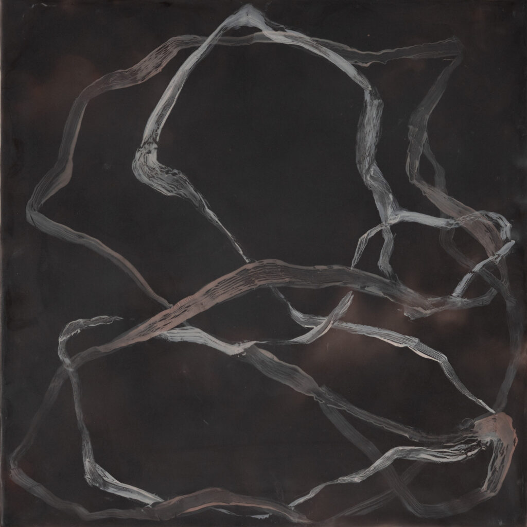 Betsy Eby, Chromatic Frequency No.1d, 2025, Encaustic and oil on panel, 12 x 12 inches