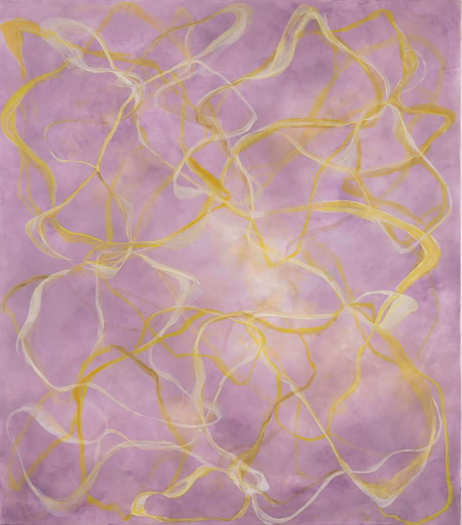 Betsy Eby, Chromatic Frequency No.6, 2025, Encaustic and oil on panel, 50 x 44 inches