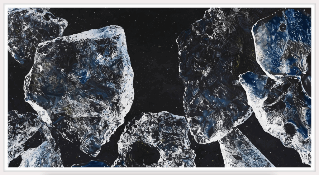 Zaria Forman, Fellsfjara, Iceland, No. 11, April 24, 2022, 2025, Fine art print, Edition of 5, 40 x 77 inches (image), 42 x 79 inches (paper)