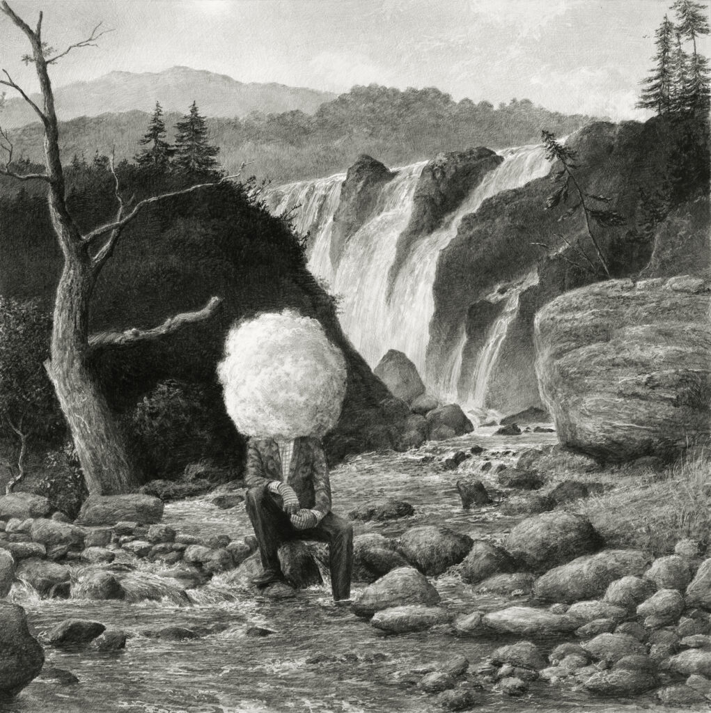 Ethan Murrow, The Soothsayer, 2025, Graphite on paper, 36 x 36 inches