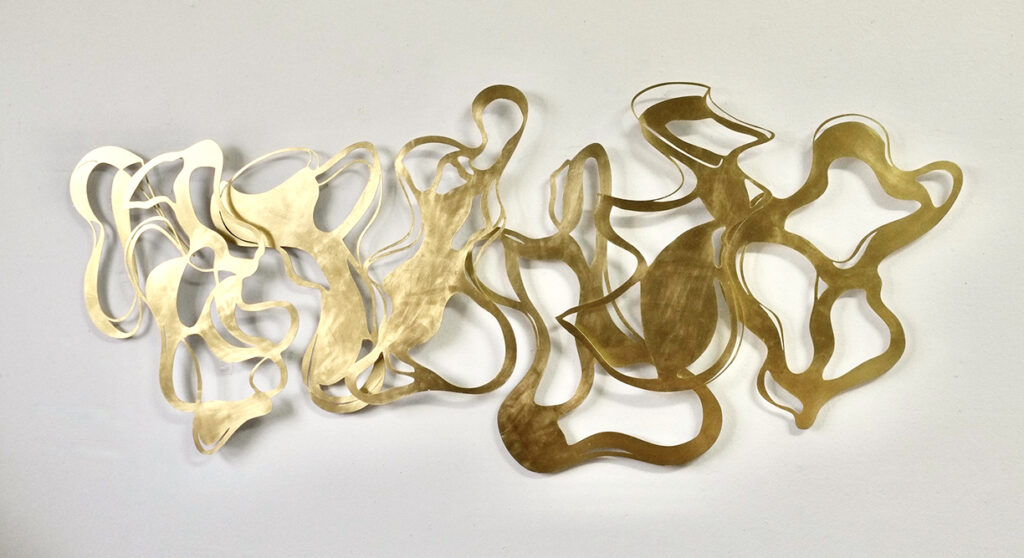 Andreas Kocks Flaneur (#2227 Au), 2025 Steel, gold leaf 28 x 65 x 1 inches