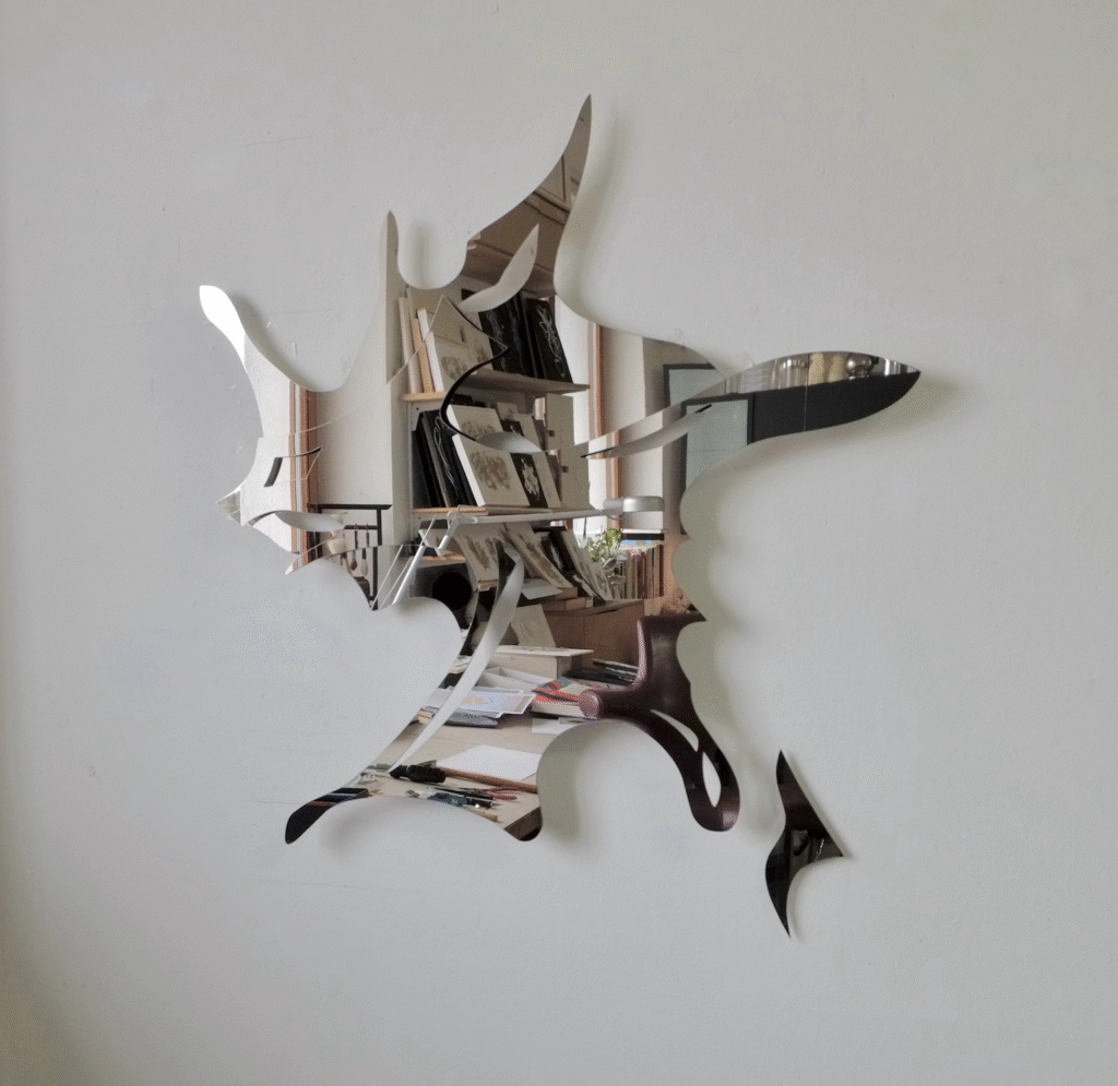 Andreas Kocks Reading the Air (#2472V), 2024 Stainless Steel, polished 35 x 32 x 1 inches