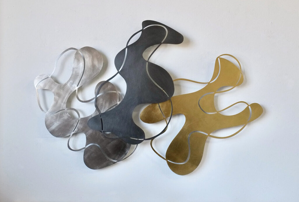 Andreas Kocks Four Of Us (#2449P), 2025 Steel, palladium leaf 32 x 29 x 1 inches