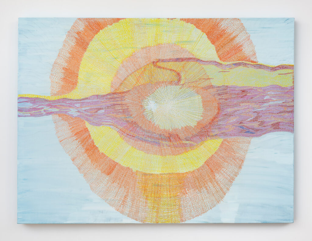 Tanya Minhas A Sunset Melting Like Gold, 2025 Acrylic on canvas 36 x 48 inches