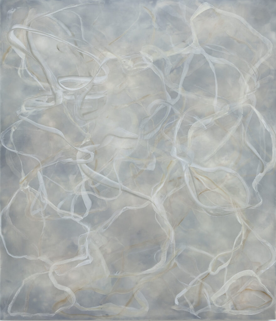Betsy Eby, Chromatic Frequency No. 11, 2025, Encaustic and oil on panel, 42 x 36 inches
