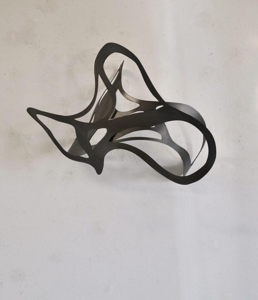 Andreas Kocks, Back to Back (#2502g), 2025, Graphite on galvanized steel, 12 x 13 x 9 inches