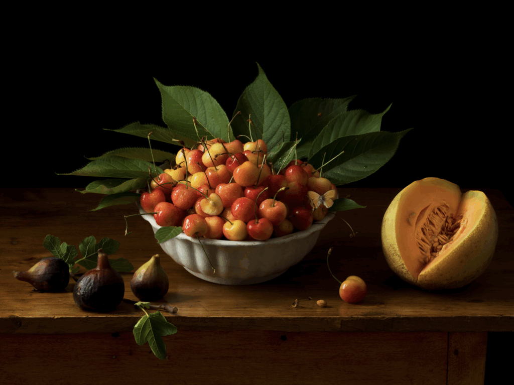 Paulette Tavormina, Yellow Cherries and Melon, After L.M., 2025 Archival pigment print, Available in various sizes