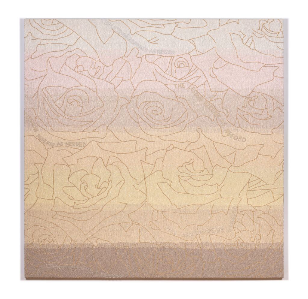 Stephanie Hirsch, The Lesson Repeats As Needed, 2025, Beads on Canvas, 65 x 65 inches