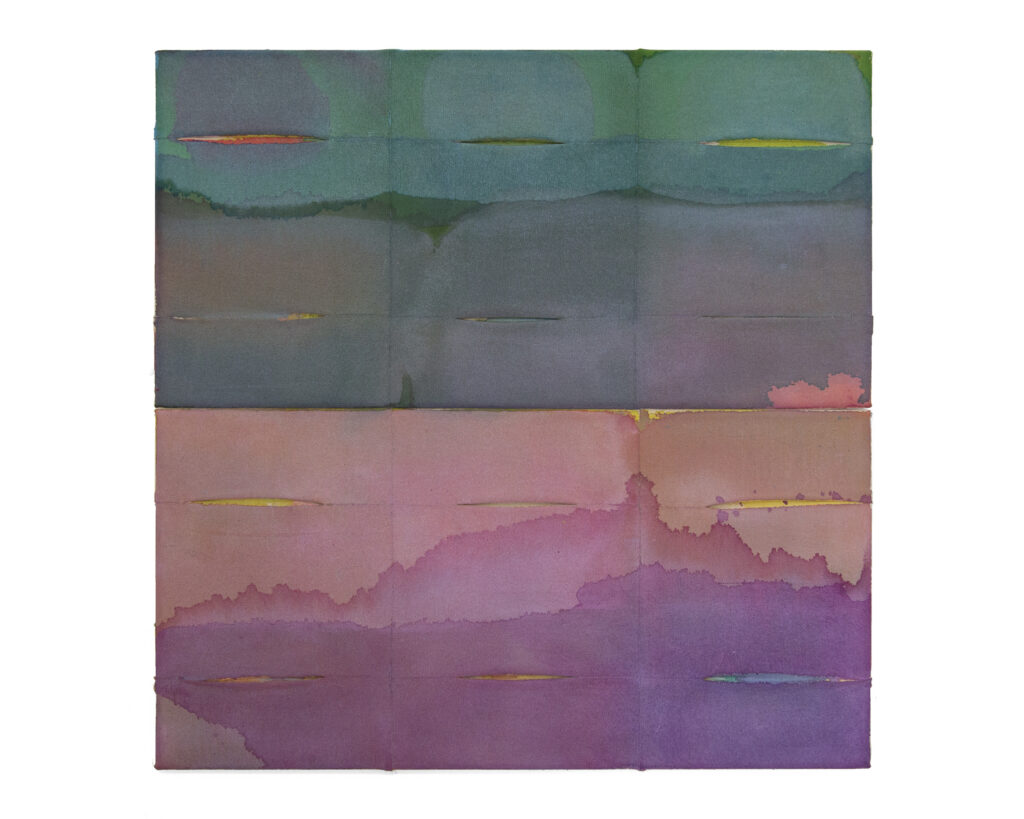 Jinie Park, All Causes, 2026 Acrylic on sewn Kwangmok (Korean muslin) 20 x 20 inches