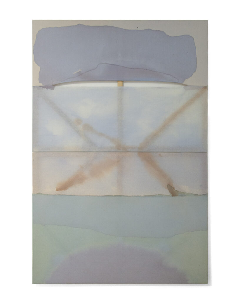 Jinie Park, Retaining Wall, 2025 Acrylic on sewn Kwangmok and Sambe (Korean linen) 48 x 72 inches