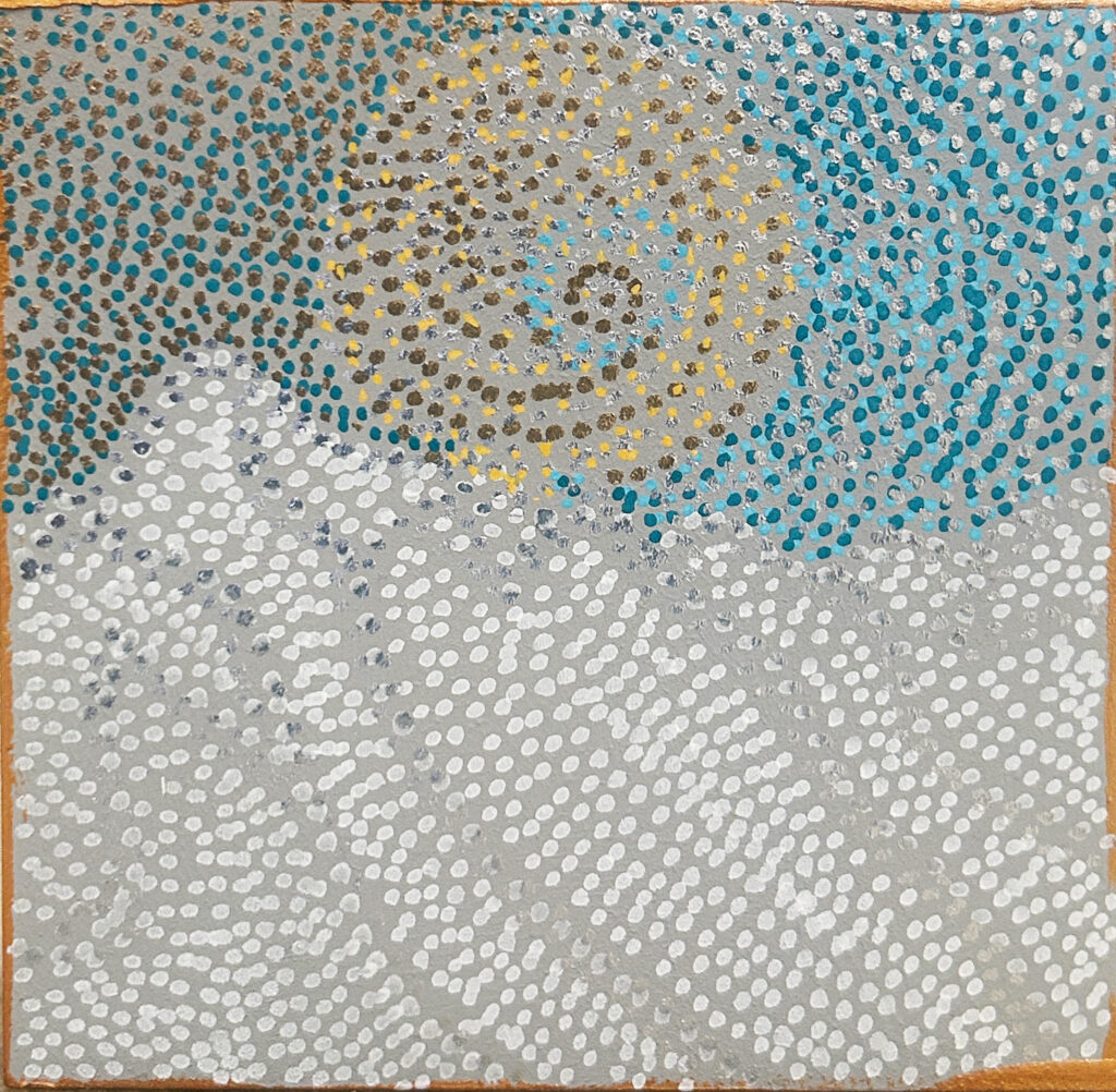 Tanya Minhas, Sahara Sand, 2026, Acrylic on panel, 4 3/16 x 4 1/16 x 1 5/8 inches