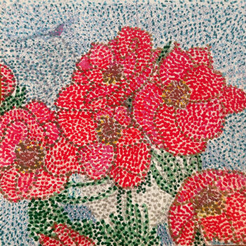 Tanya Minhas, Anemones in Vase, 2026, Acrylic on panel, 5 1/4 x 5 1/4 x 1 9/16 inches, SOLD