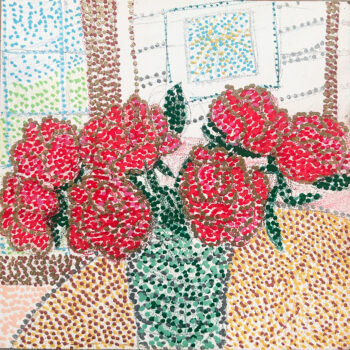 Tanya Minhas, Roses, 2026, Acrylic on panel, 5 3/16 x 5 1/8 x 1 9/16 inches