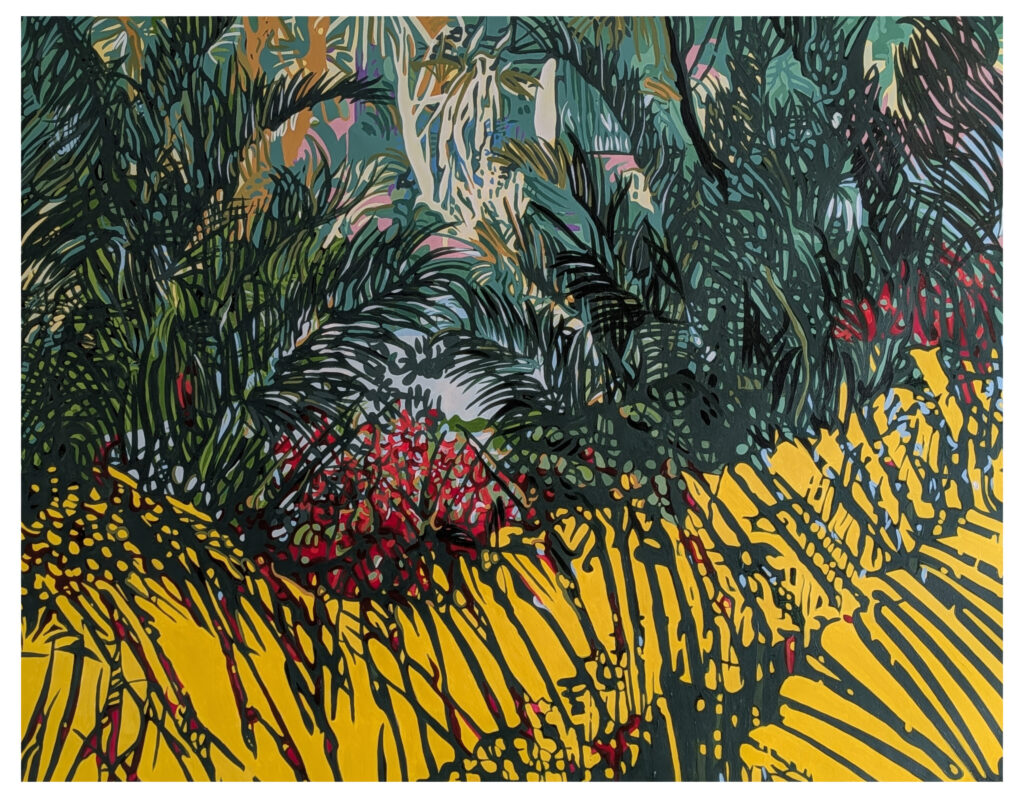 Livia Mourao, Mata Atlântica (Atlantic Rainforest), 2026, Acrylic on canvas, 38 x 50 inches