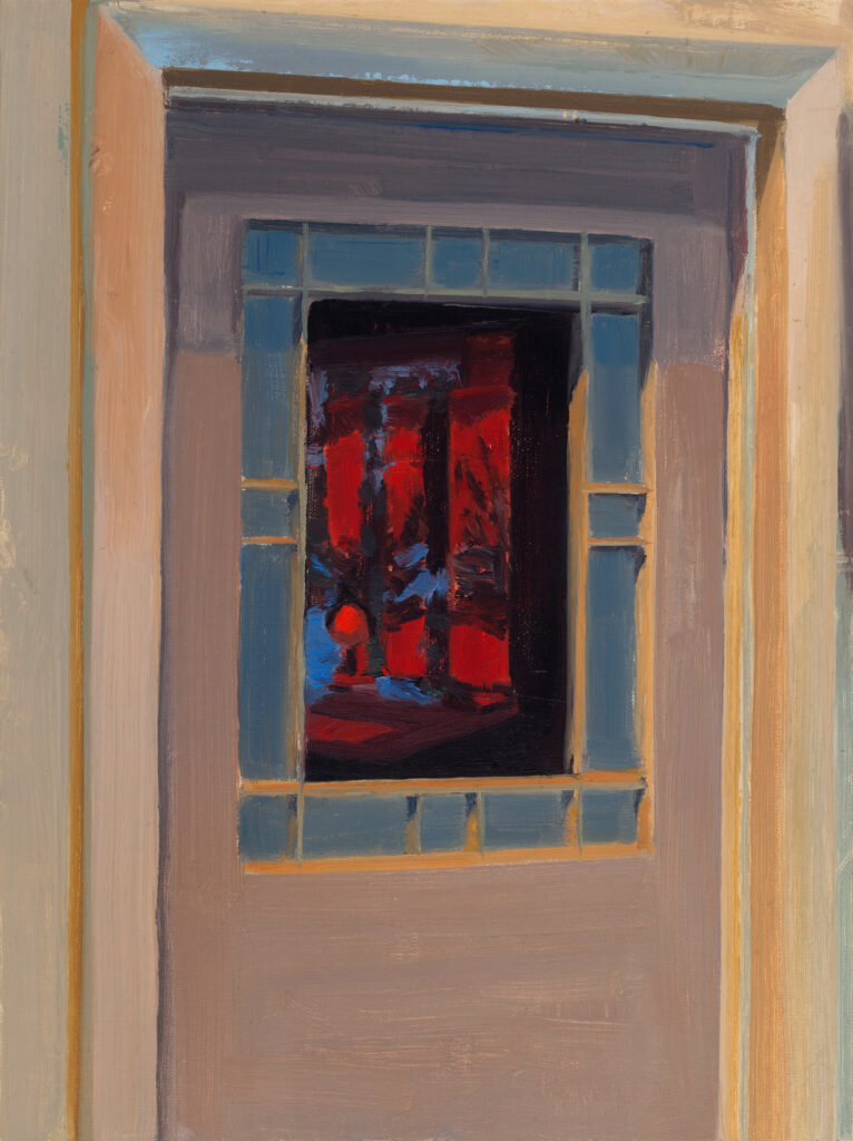 Amanda Millis, Sunset Studio, 2023, Oil on linen on panel, 12 x 9 inches