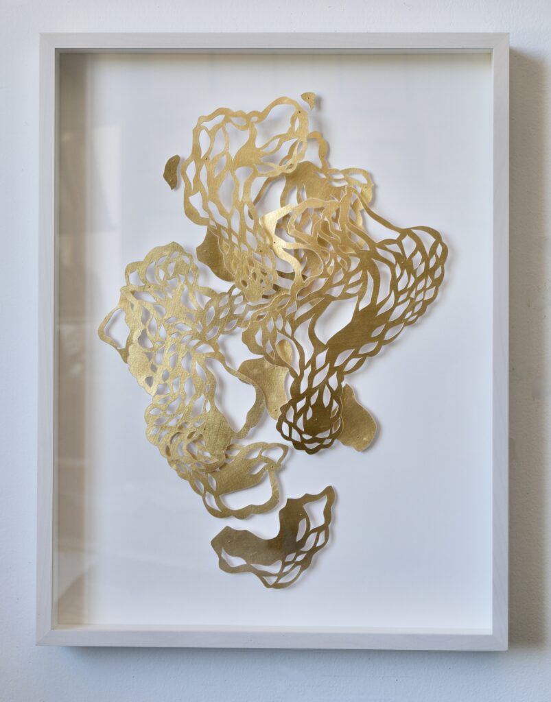 Andreas Kocks Beautiful Dreamer (#2314Au), 2026 Gold leaf on watercolor paper 23 9 /16 x 18 x 2 1/4 inches (framed)