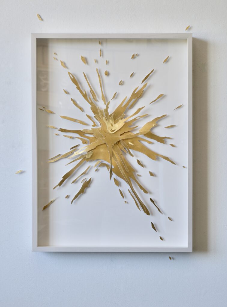Andreas Kocks Keep Your Eyes Open (#2524Au), 2026 Gold leaf on watercolor paper 28 1/4 x 20 3/4 x 2 1/4 inches (framed)