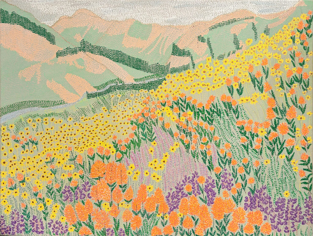 Tanya Minhas Flowers Shine Like Sunshine, and All Seems Illuminated, 2026 Acrylic on Canvas 18 x 24 inches