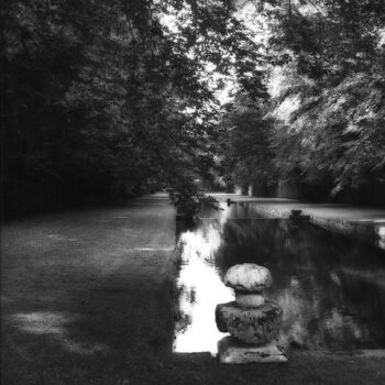 Sally Gall, Courances, 1988, Vintage silver print, 9 x 9 inches, 20 x 21 1/4 inches (framed)