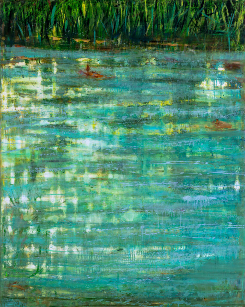 Katherine Bowling, Gleam, 2026, Oil on spackle on wood panel, 38 x 30 inches