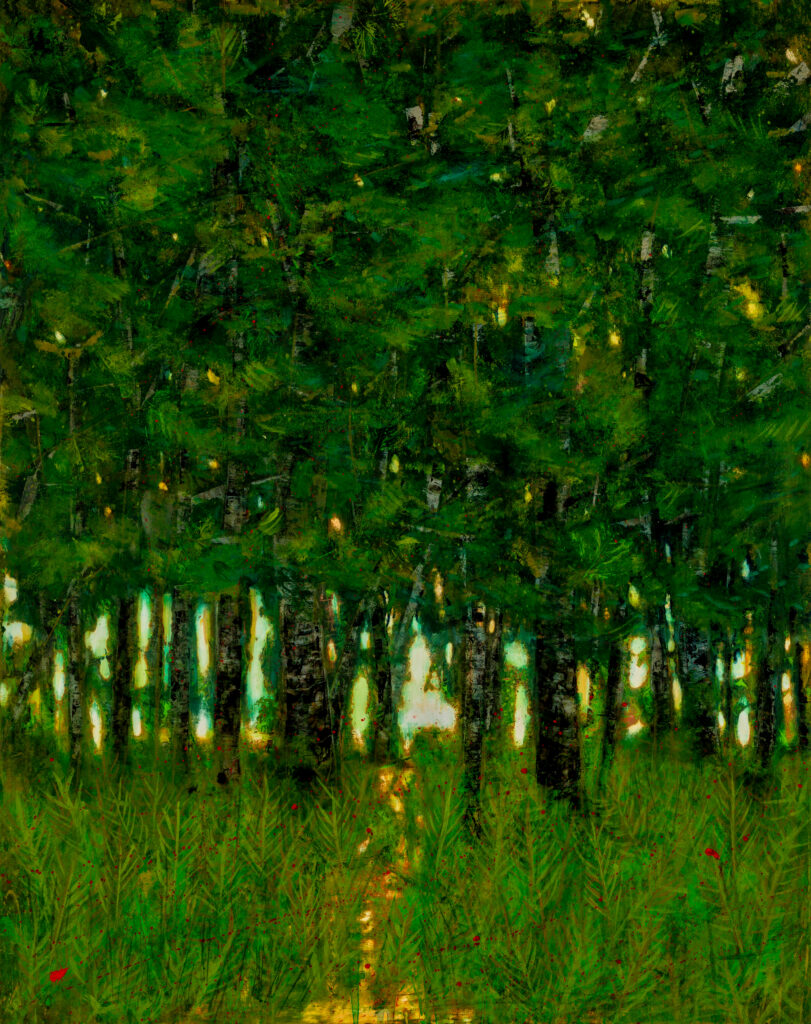 Katherine Bowling, Entrance, 2026, Oil on spackle on wood panel, 38 x 30 inches