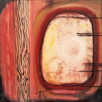 Katherine Bowling, Mid Century, 2026, Oil on spackle on wood panel, 12 x 12 inches